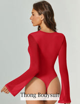 Bell Long Sleeve Bodysuits Mesh Leotard Tops Shaperwear-bodysuit - Tophatter Daily Deals