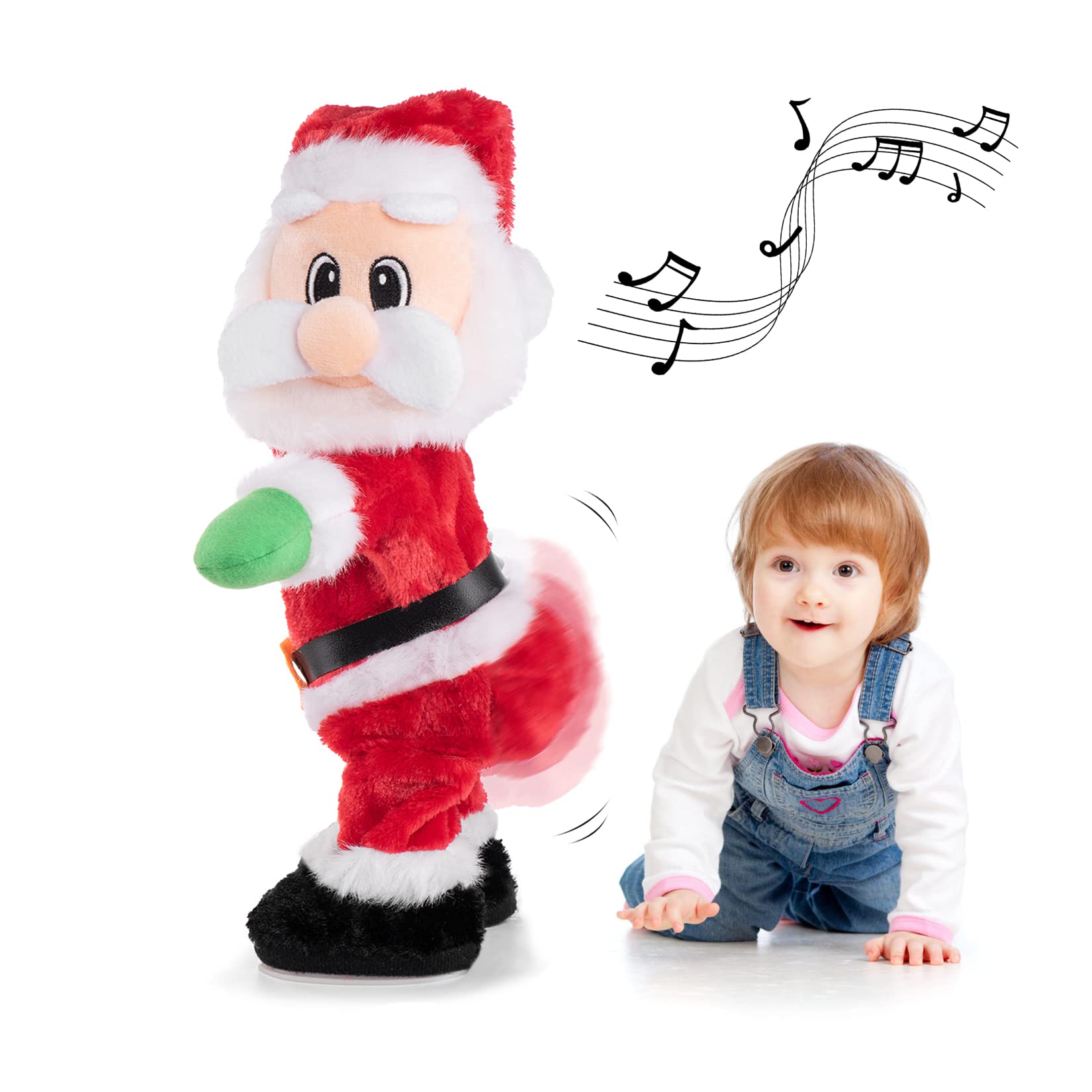 Twerking Santa Claus - Dancing Santa with Music Animated Christmas Stuffed Plush Doll Singing English Song Xmas Santa Toy for Kids - Tophatter Daily Deals