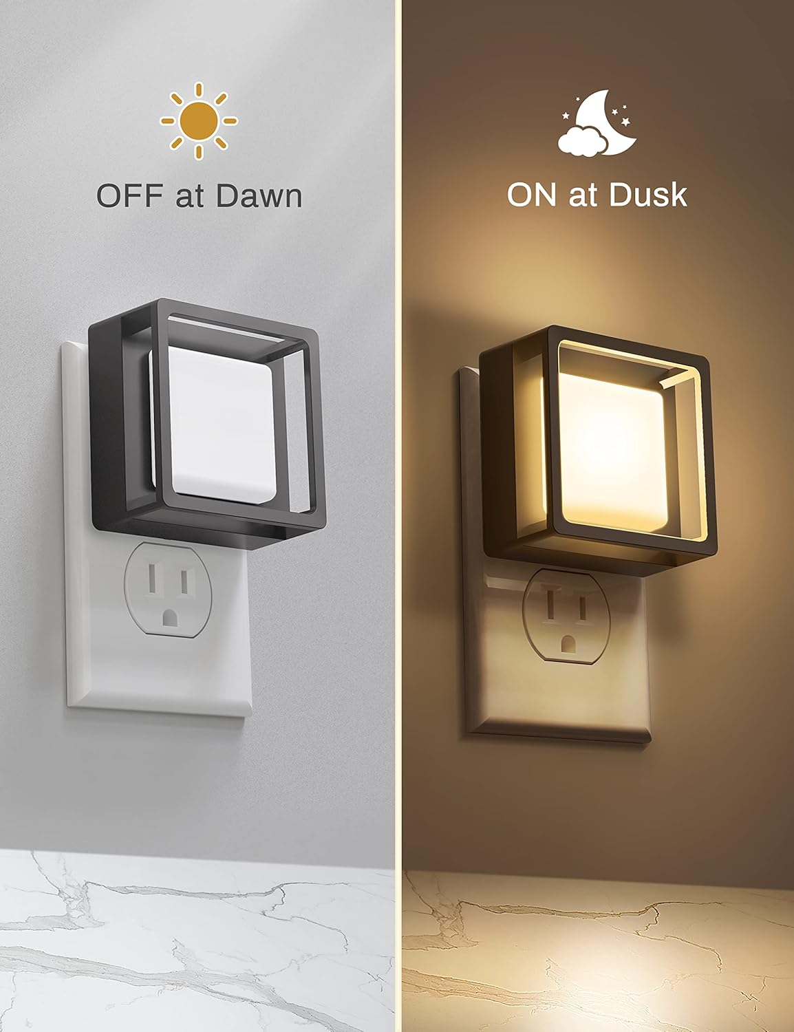 LED Night Light [2 Pack] with Dusk-to-Dawn Sensor, Dimmable, Adjustable Brightness Indoor Lighting - Tophatter Daily Deals