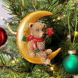 Teddy Bear on the Moon Christmas Bauble | Teddy Ornament for Christmas Tree 8cm Baubles - Tophatter Daily Deals