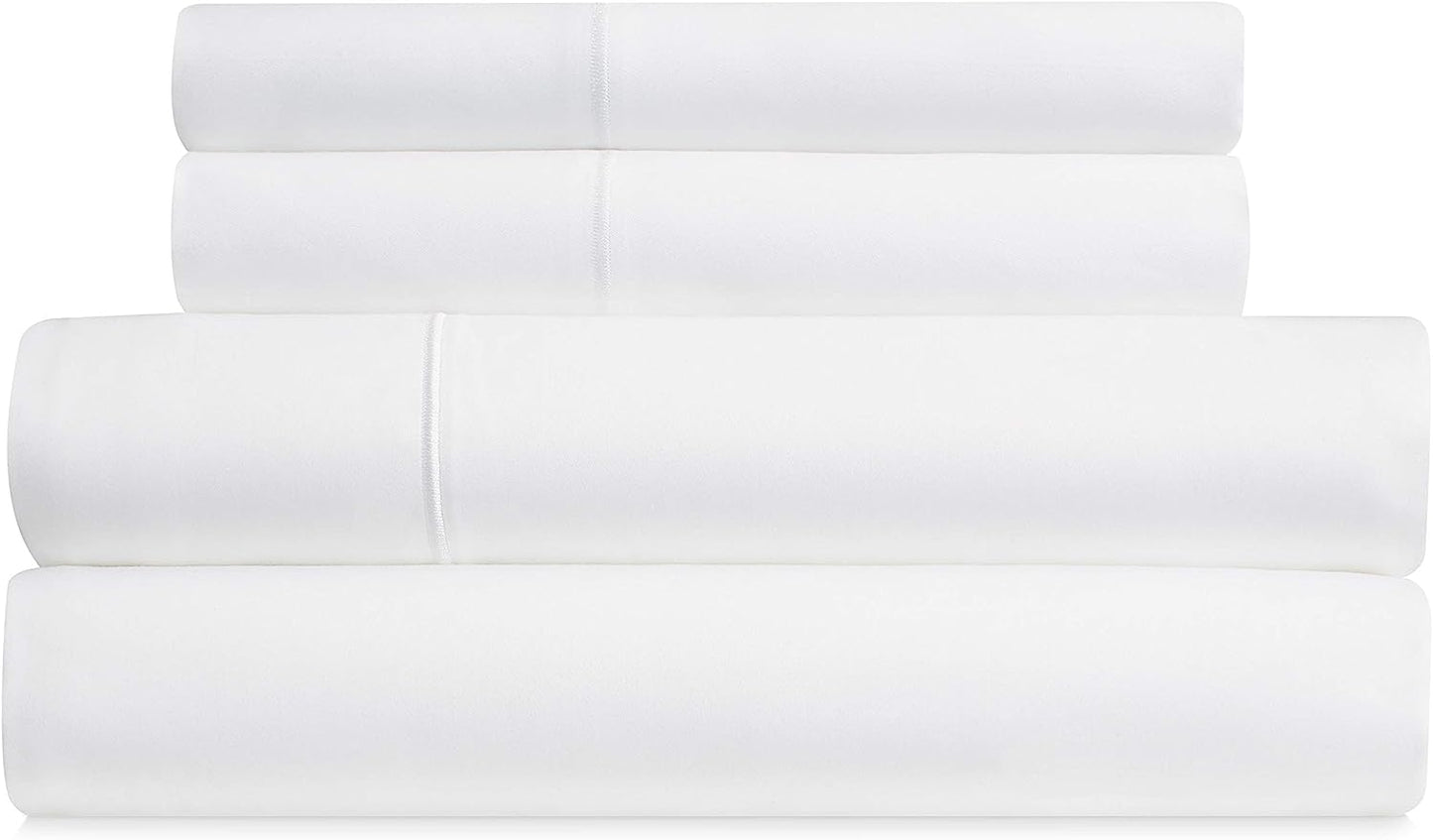 Bibb Home 1000TC Cotton Rich 4-Piece Sheet Set White Bedding - Tophatter Daily Deals