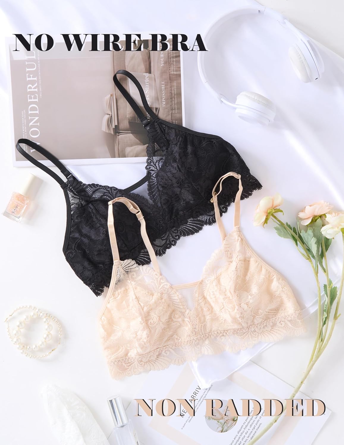 Lace Bra No Underwire Bralettes Lingerie Sets-Bras - Tophatter Daily Deals