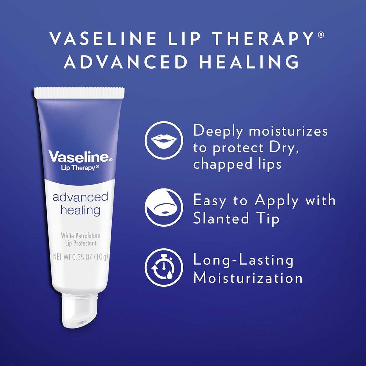 Vaseline Lip Therapy Advanced Healing Lip Balm Tube 3-Pack – White Petroleum Lip Protectant, 0.35 Oz Ea Beauty & Personal Care - Tophatter Daily Deals