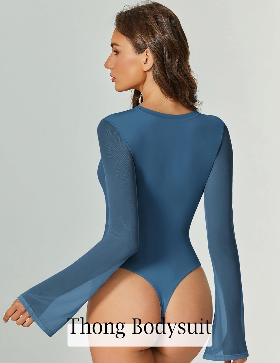 Bell Long Sleeve Bodysuits Mesh Leotard Tops Shaperwear-bodysuit - Tophatter Daily Deals