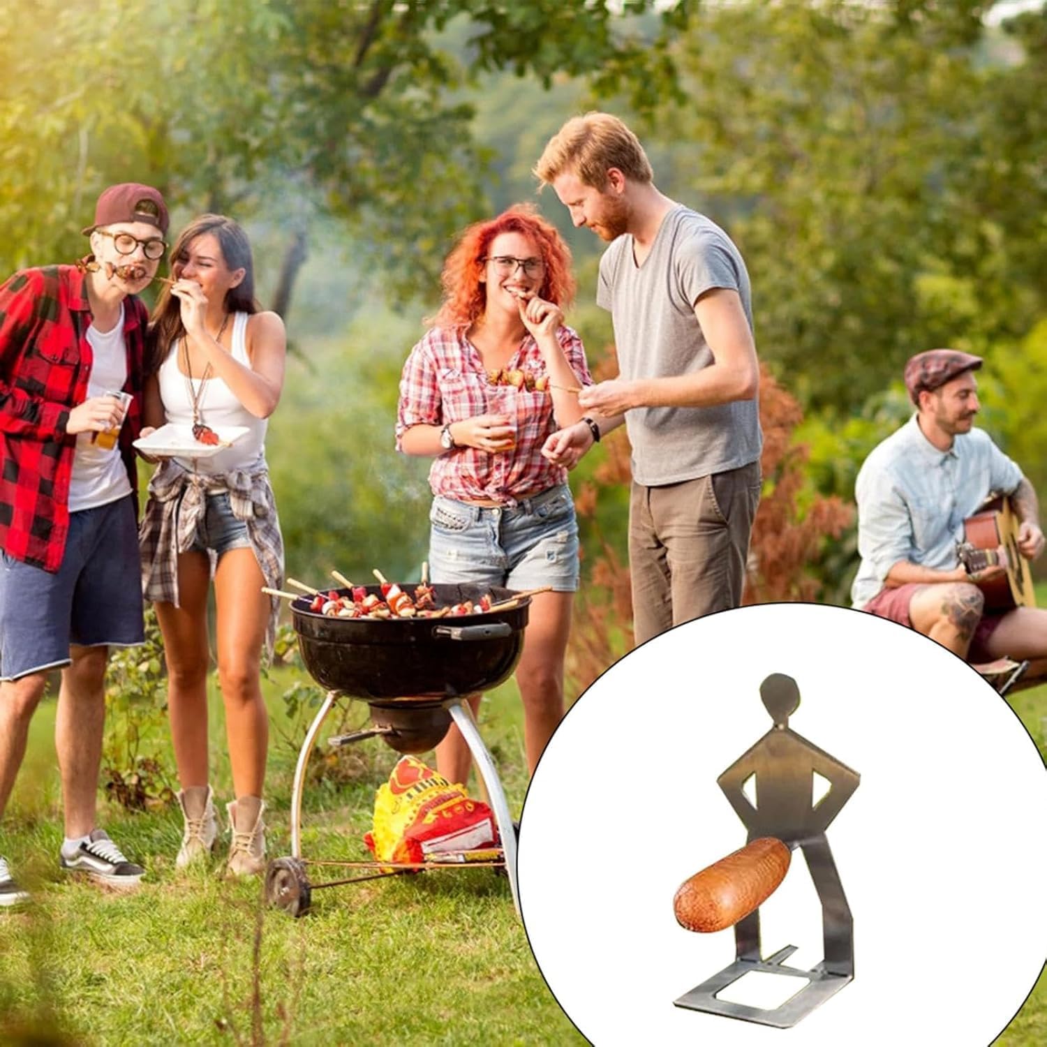 Sausage Man Sizzlin’ Sausage Rack Funny Sausage Rack BBQ Fork - Tophatter Daily Deals