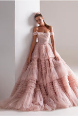Bridal Wedding One Line Neck Lacquer Mesh Dress 0 - Tophatter Daily Deals