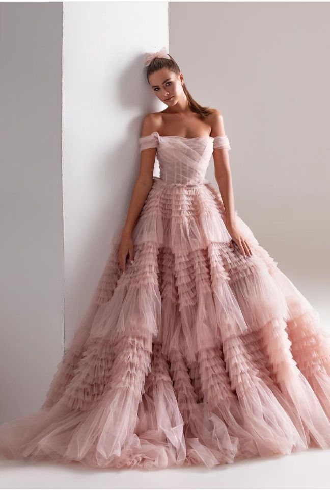 Bridal Wedding One Line Neck Lacquer Mesh Dress 0 - Tophatter Daily Deals