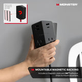 Monster Power Shield: Magnetic Wall Extender with 2 AC, 3 USB-A, 1 USB-C Computer Accessories - Tophatter Daily Deals