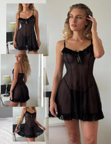 Sheer Babydoll Nighties Lace Nightgown Lingerie-Babydolls - Tophatter Daily Deals