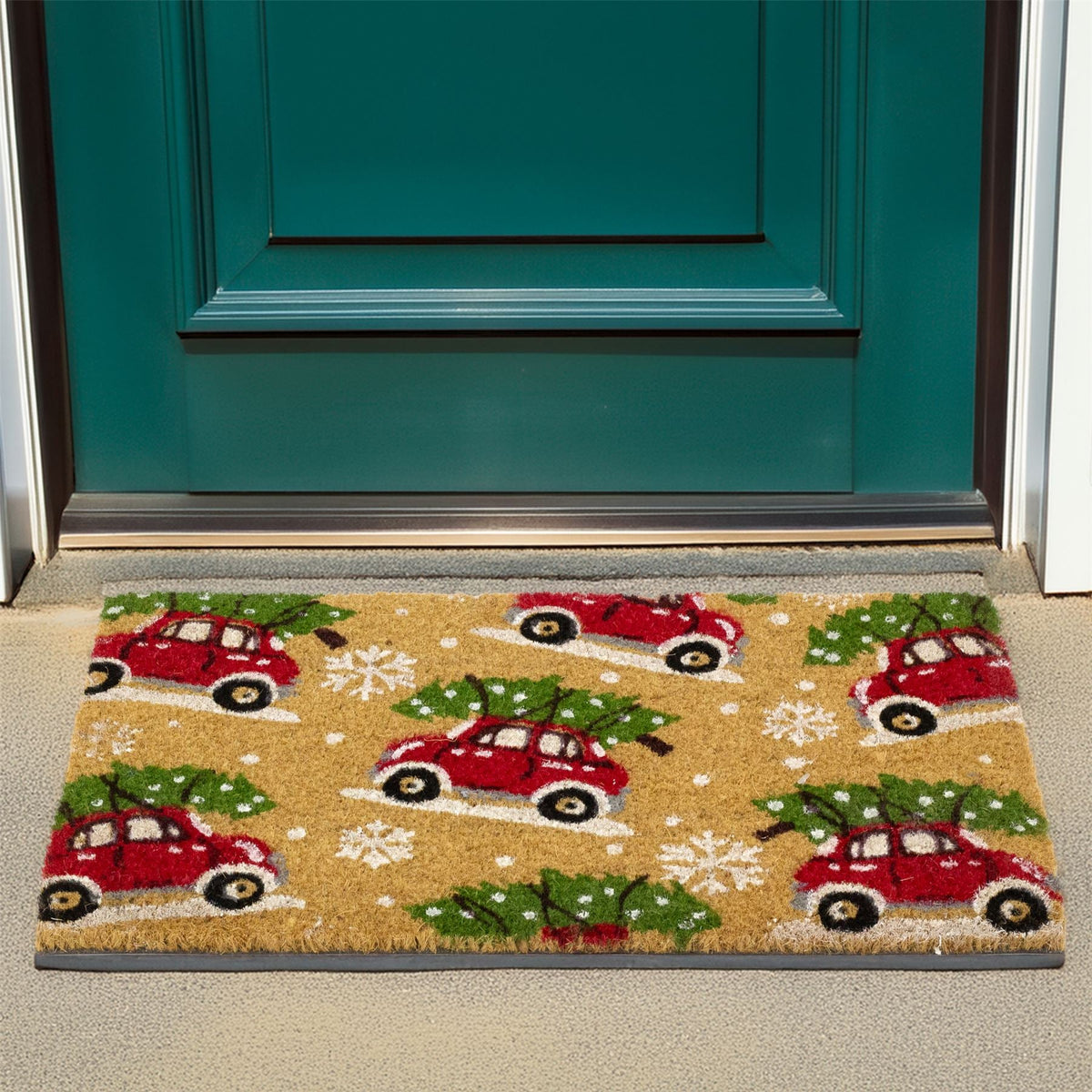 Cars Christmas Doormat | Non-slip Rectangular Coir Welcome Door Mat - 59x39cm Doormat - Tophatter Daily Deals