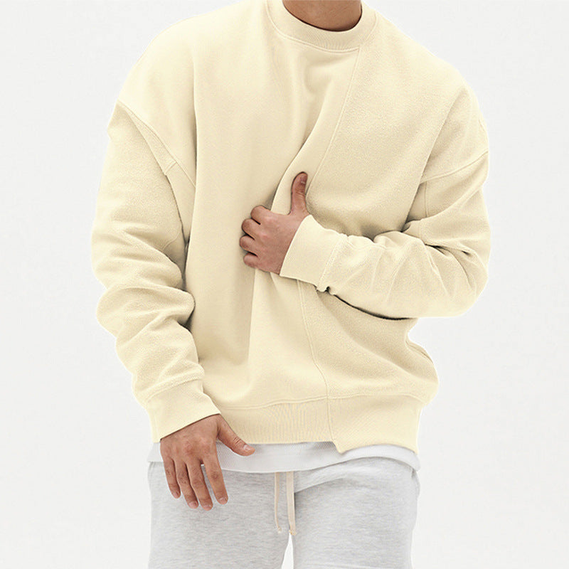 Oversized Mens Pullover Sweater - Crew Neck, Cotton, Casual Light Brown 3D Changing Face Moving Picture Frame - Tophatter Daily Deals