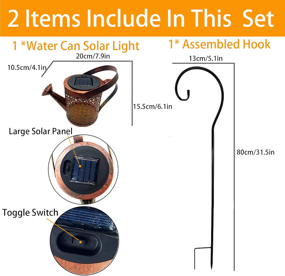 Hakol Solar Lantern Watering Can Set