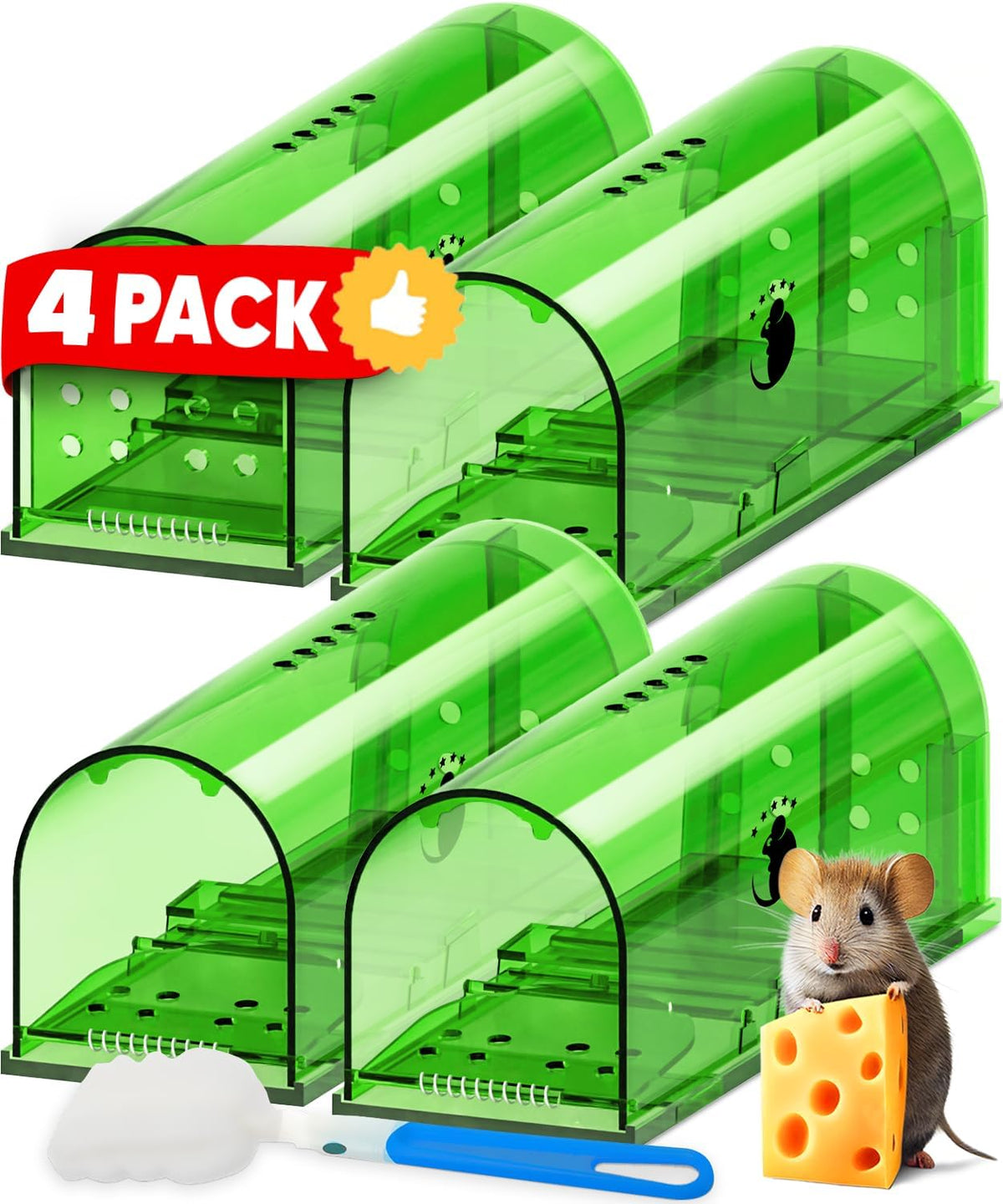 Mouse Traps 4 Pack Humane Live Capture Fall 2025 No Touch - Tophatter Daily Deals
