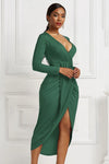 High-low Ruched Surplice Long Sleeve Dress Cocktail Dresses - Tophatter Daily Deals