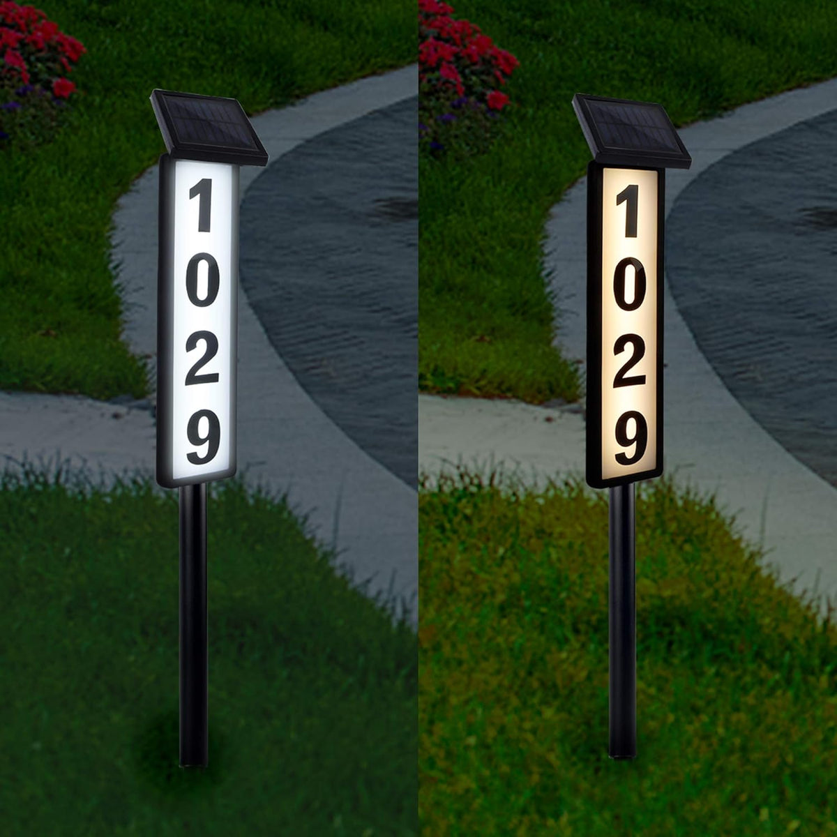 Solar Lighted House Address Sign – LED Illuminated Outdoor Plaque with Ground Stake for Yard, Garden & Home Outdoor Lighting - Tophatter Daily Deals