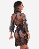2 Piece Set Lace Robe with Teddy (DE Only) Sleepwears-Robes - Tophatter Daily Deals