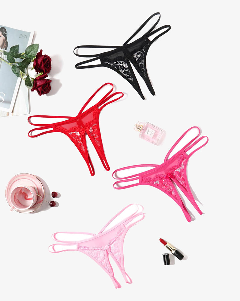 Lace Panties Floral Lace Briefs G-String Black Red Rose Red Pink Lingeries-panties - Tophatter Daily Deals