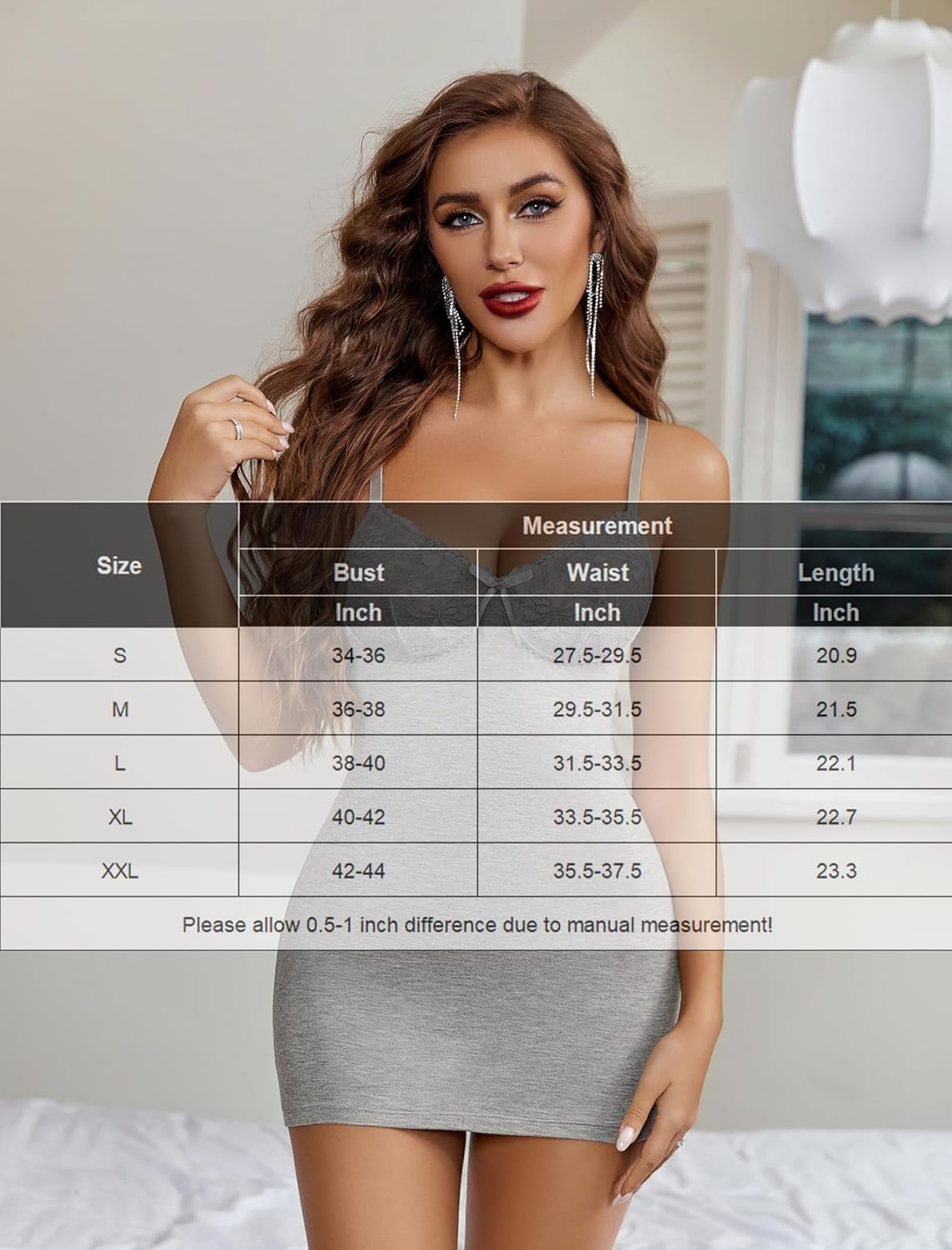 Modal Dress V Neck Full Slip Chemise Lingeries-Chemises - Tophatter Daily Deals