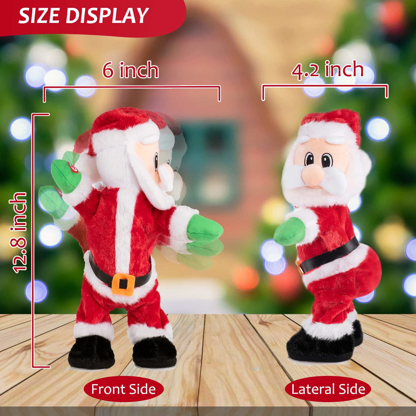 Twerking Santa Claus - Dancing Santa with Music Animated Christmas Stuffed Plush Doll Singing English Song Xmas Santa Toy for Kids - Tophatter Daily Deals
