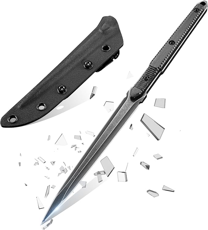 9.4in Tactical Fixed Blade Knife with Sheath, Tea Needle 440C Stainless Steel-GS89 Tactical Fixed Blade Knives - Tophatter Daily Deals