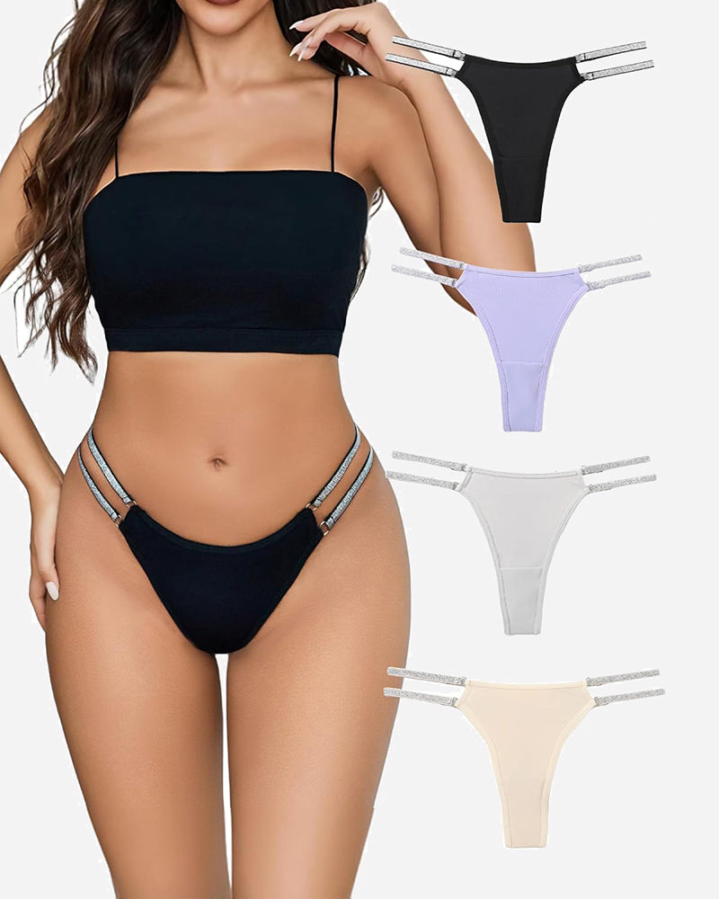 Low Waist Brazilian Tanga Panties 4 Pcs-2 Lingeries-panties - Tophatter Daily Deals