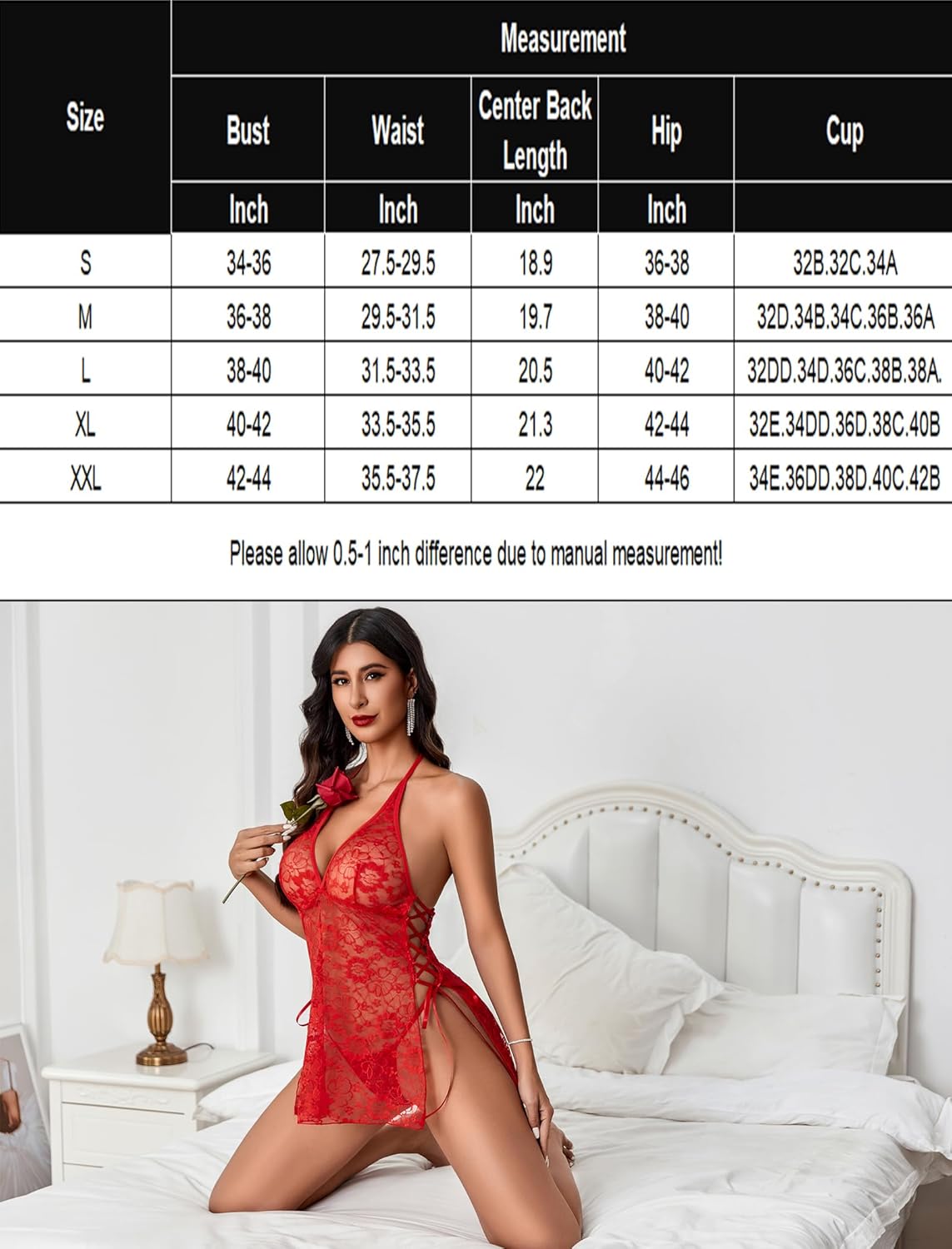 Deep Lace Side Slit Boudoir Outfits Lingeries-Chemises - Tophatter Daily Deals