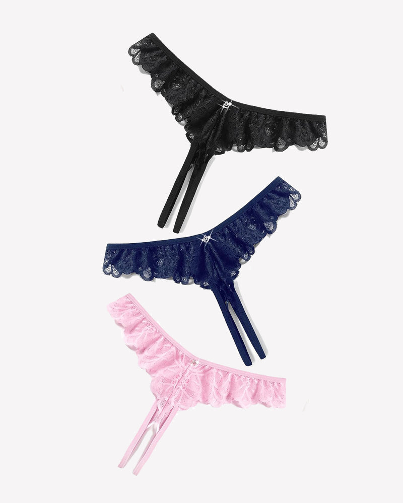 Lace Panties Criss Corss Thong Briefs Black Pink Navy Lingeries-panties - Tophatter Daily Deals