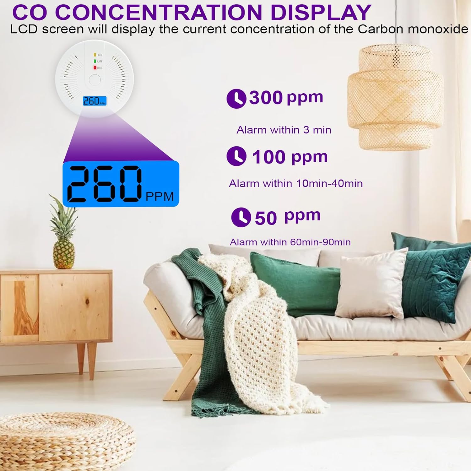 Portable Carbon Monoxide Detector – Battery-Operated CO Alarm Home Improvement - Tophatter Daily Deals