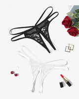 Lace Panties Floral Lace Briefs G-String Black White Lingeries-panties - Tophatter Daily Deals
