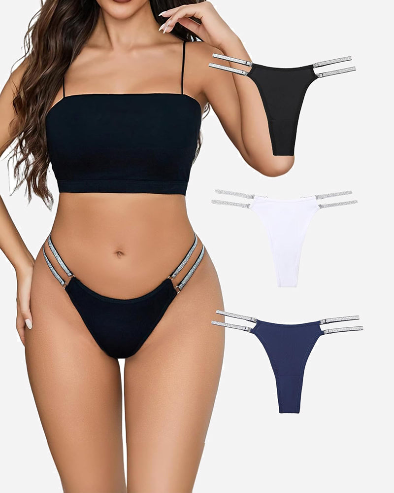 Low Waist Brazilian Tanga Panties 3 Pcs-3 Lingeries-panties - Tophatter Daily Deals