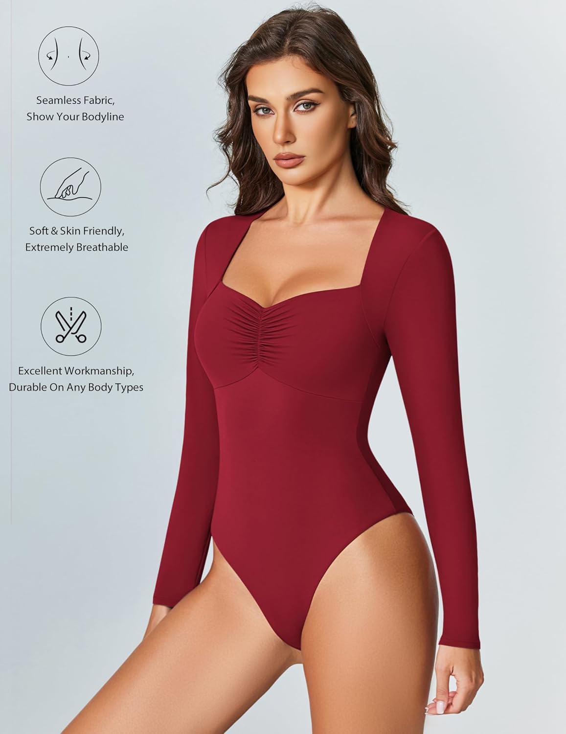 Sweetheart Neckline Bodysuit Tops Red Shaperwear-bodysuit - Tophatter Daily Deals