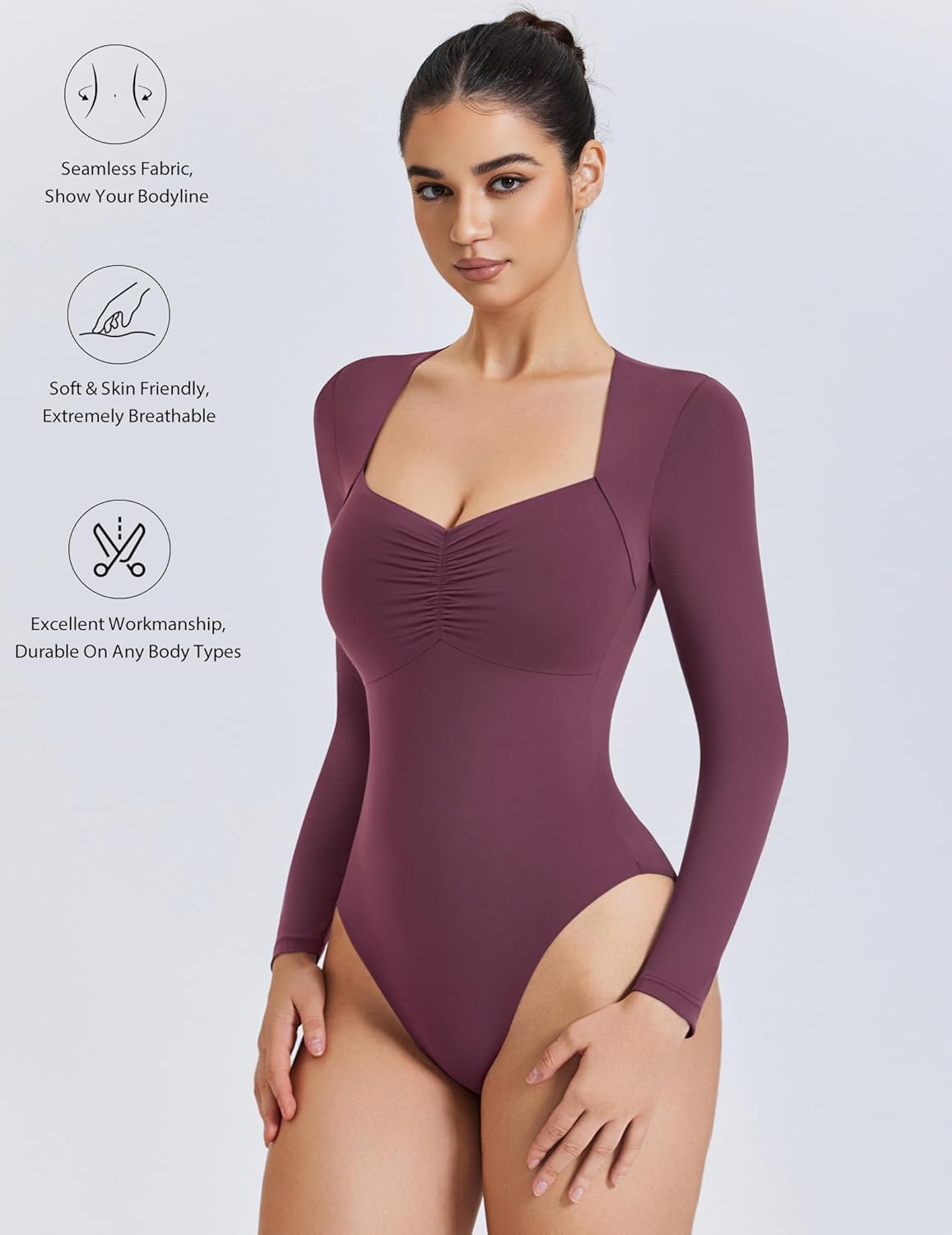 Sweetheart Neckline Bodysuit Tops Purple Shaperwear-bodysuit - Tophatter Daily Deals