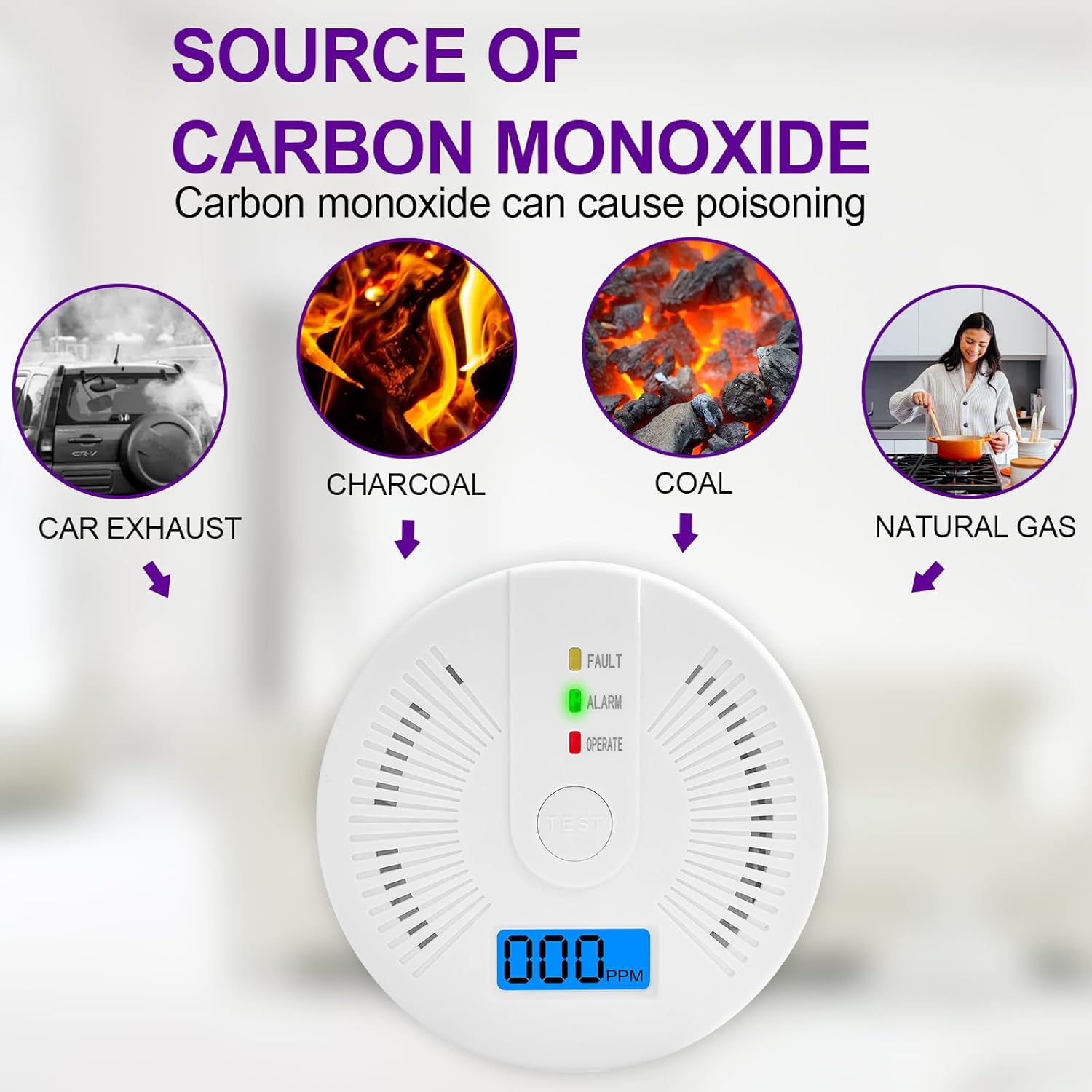 Portable Carbon Monoxide Detector – Battery-Operated CO Alarm Home Improvement - Tophatter Daily Deals