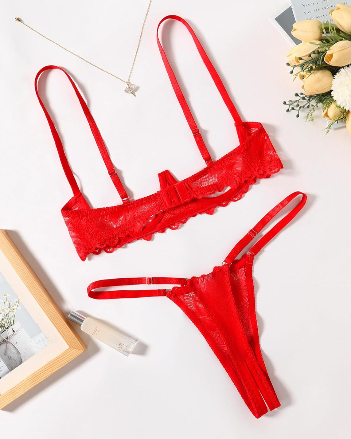 Lace Bra and Panty Underwire Lingerie Set Lingerie Sets-Bra Sets - Tophatter Daily Deals