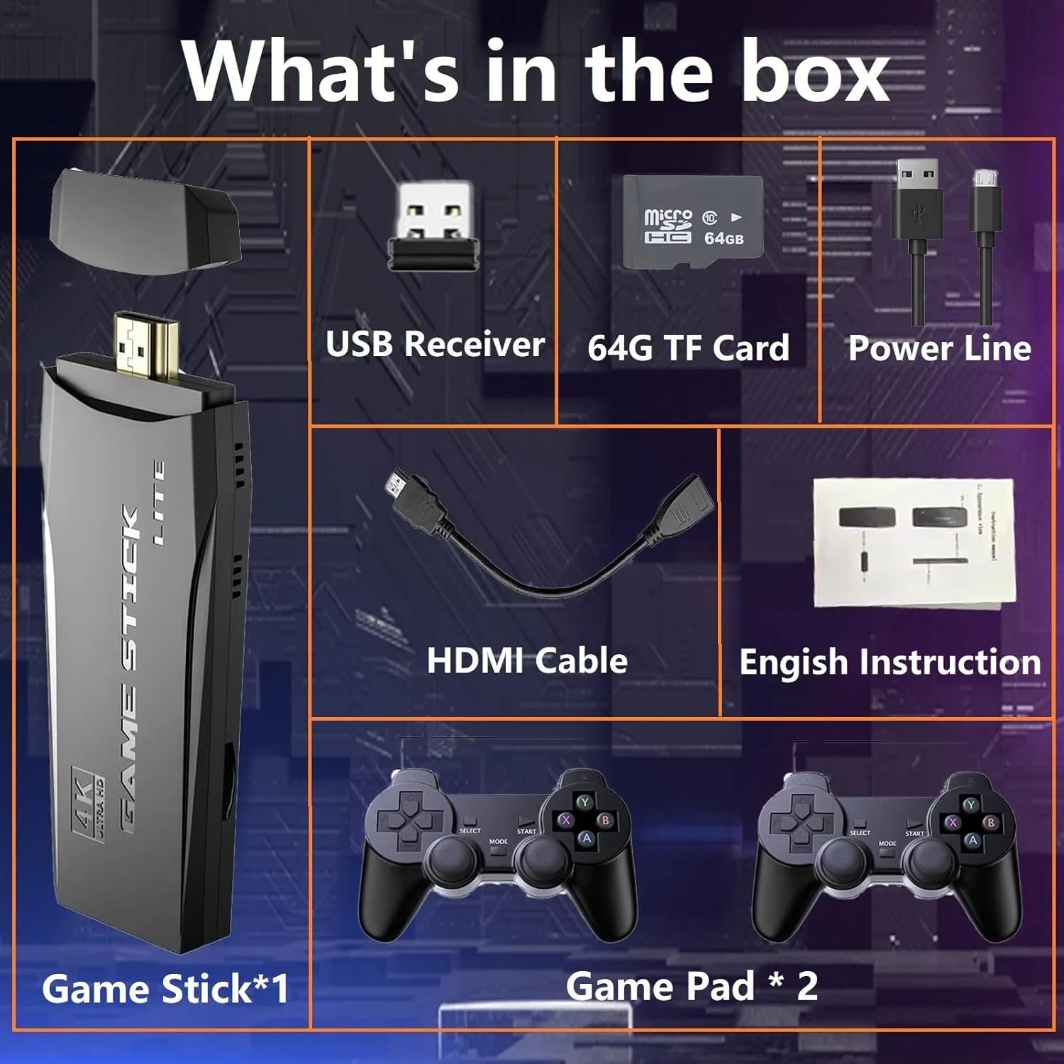 Wireless Retro gaming console, Plug & Play Video TV Game Stick with 4K HDMI Output,Built-in 9 Emulators, 20,000+ video games,with Dual 2.4G Wireless Controllers for TV Plug and Play(64G) Video Game Consoles - Tophatter Daily Deals