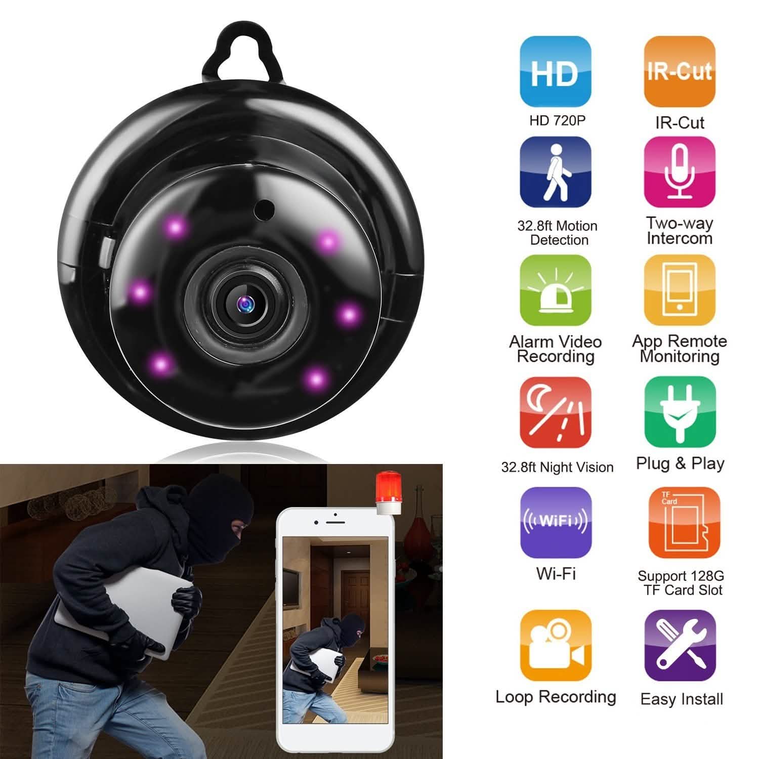 720 WIFI IP Camera Motion Detection Smart Home & Security - Tophatter Daily Deals