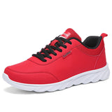 Autumn and Winter Large Leather Sports Shoes Red 0 - Tophatter Daily Deals