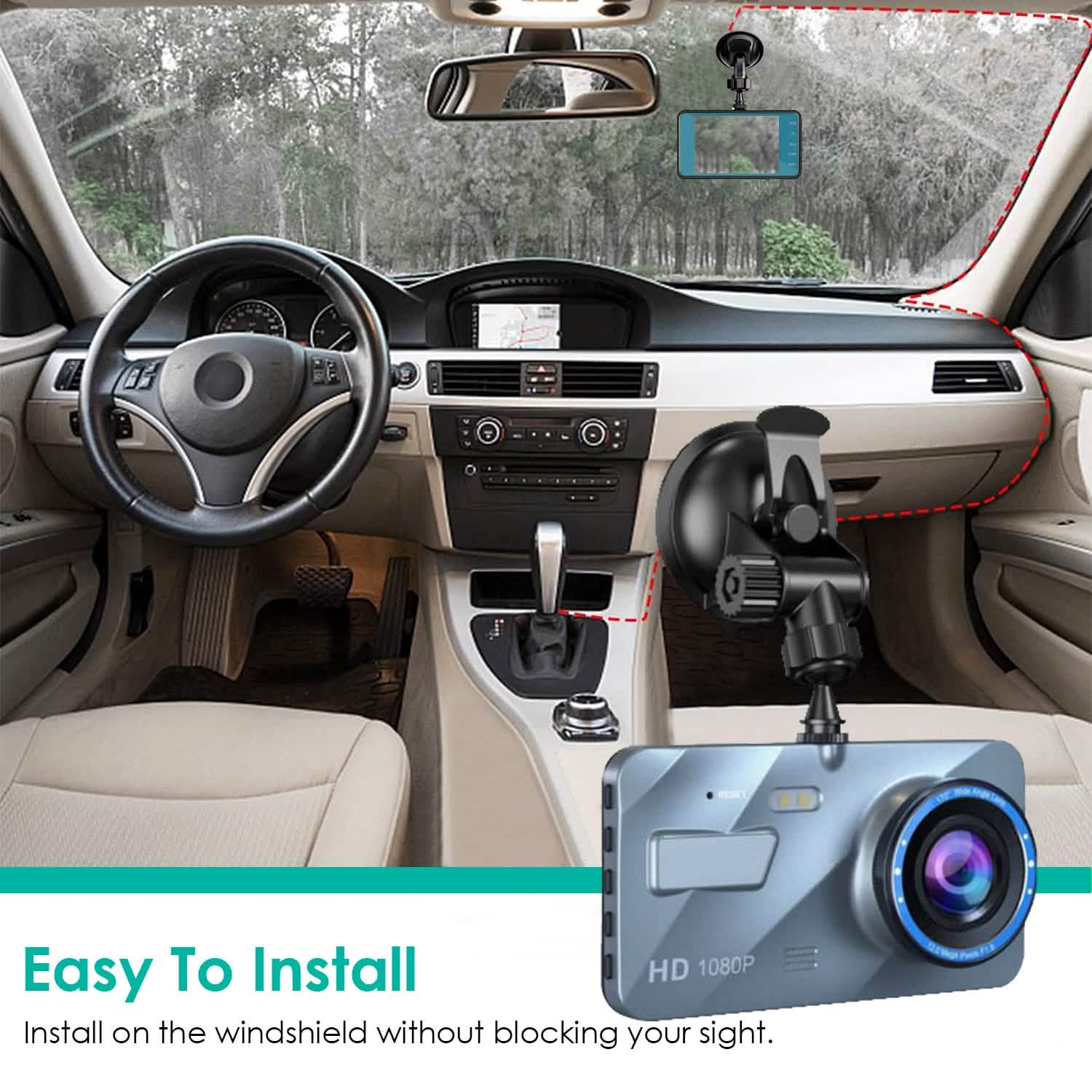 720P Dual Dash Car Camera Recorder with Motion Detection Light Automotive - Tophatter Daily Deals