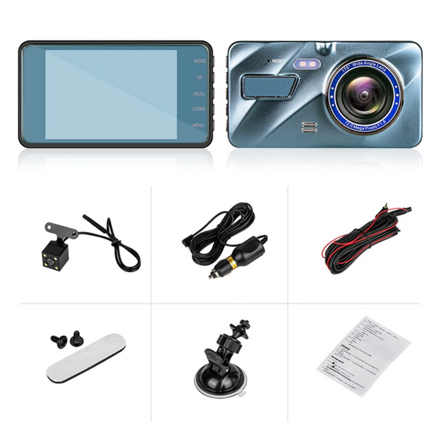 720P Dual Dash Car Camera Recorder with Motion Detection Light Automotive - Tophatter Daily Deals