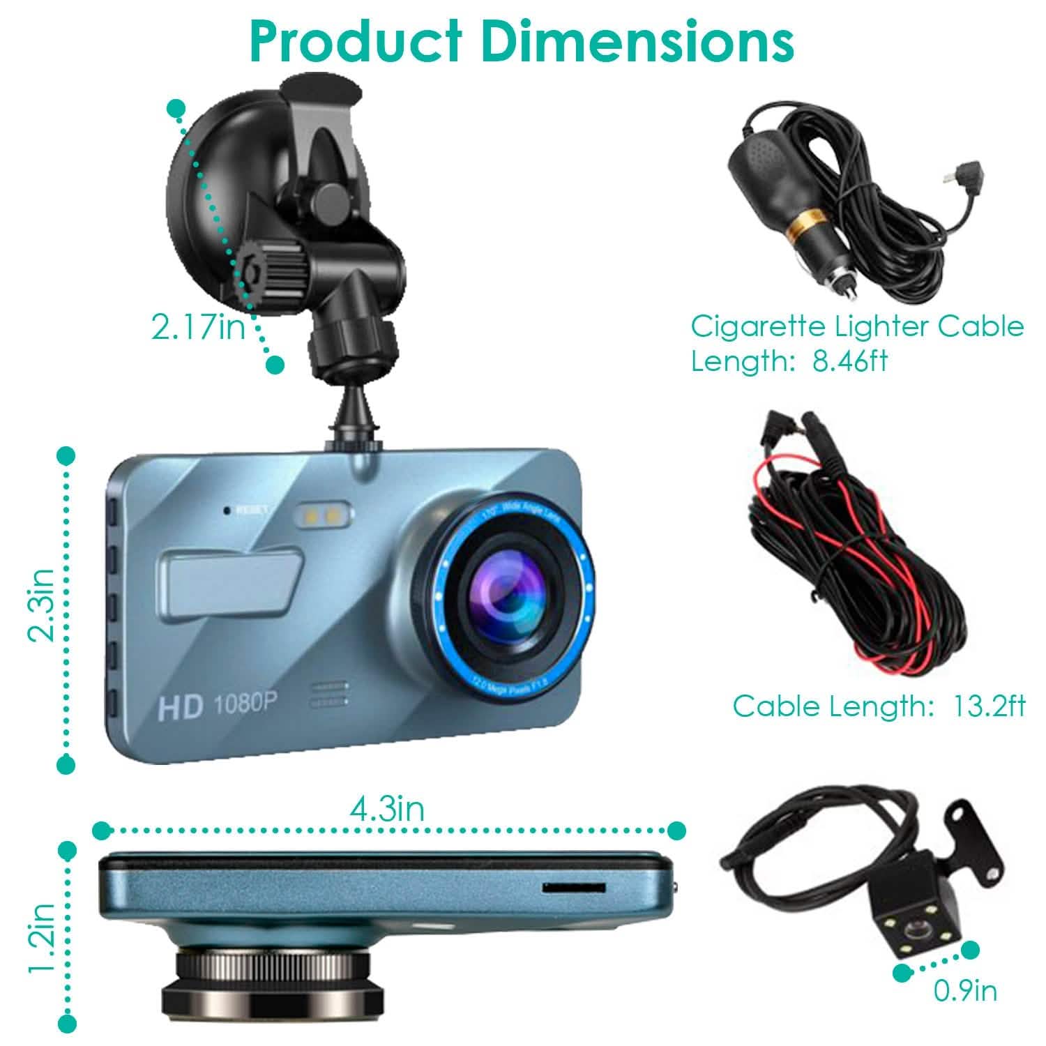 720P Dual Dash Car Camera Recorder with Motion Detection Light Automotive - Tophatter Daily Deals