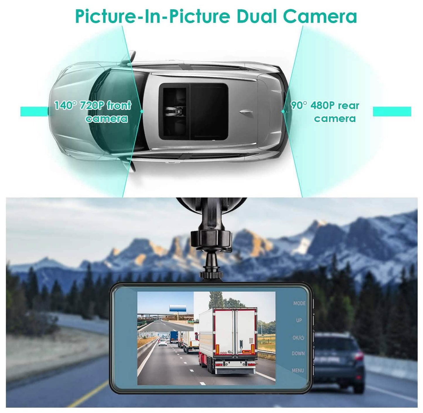 720P Dual Dash Car Camera Recorder with Motion Detection Light Automotive - Tophatter Daily Deals