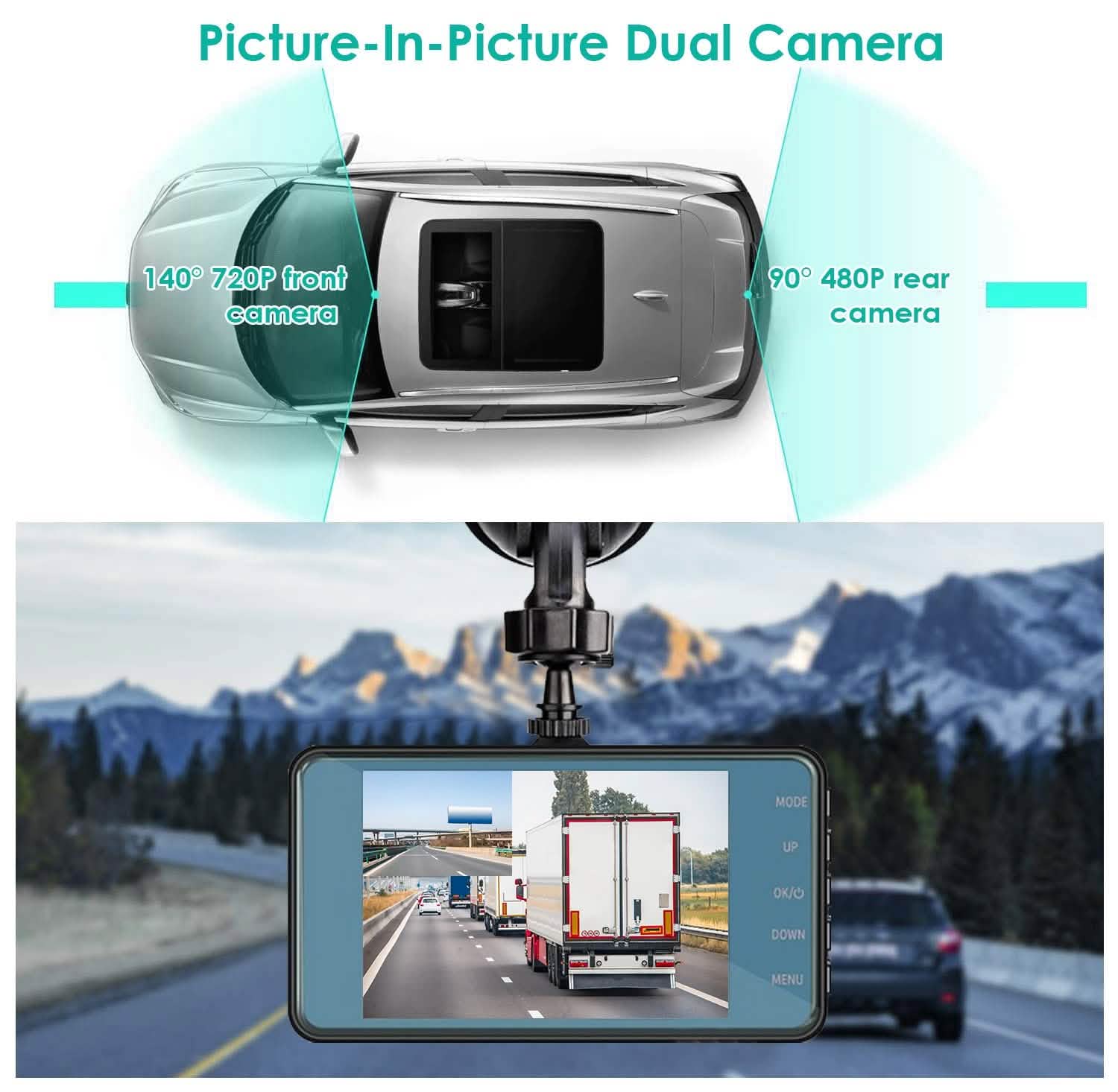 720P Dual Dash Car Camera Recorder with Motion Detection Light Automotive - Tophatter Daily Deals