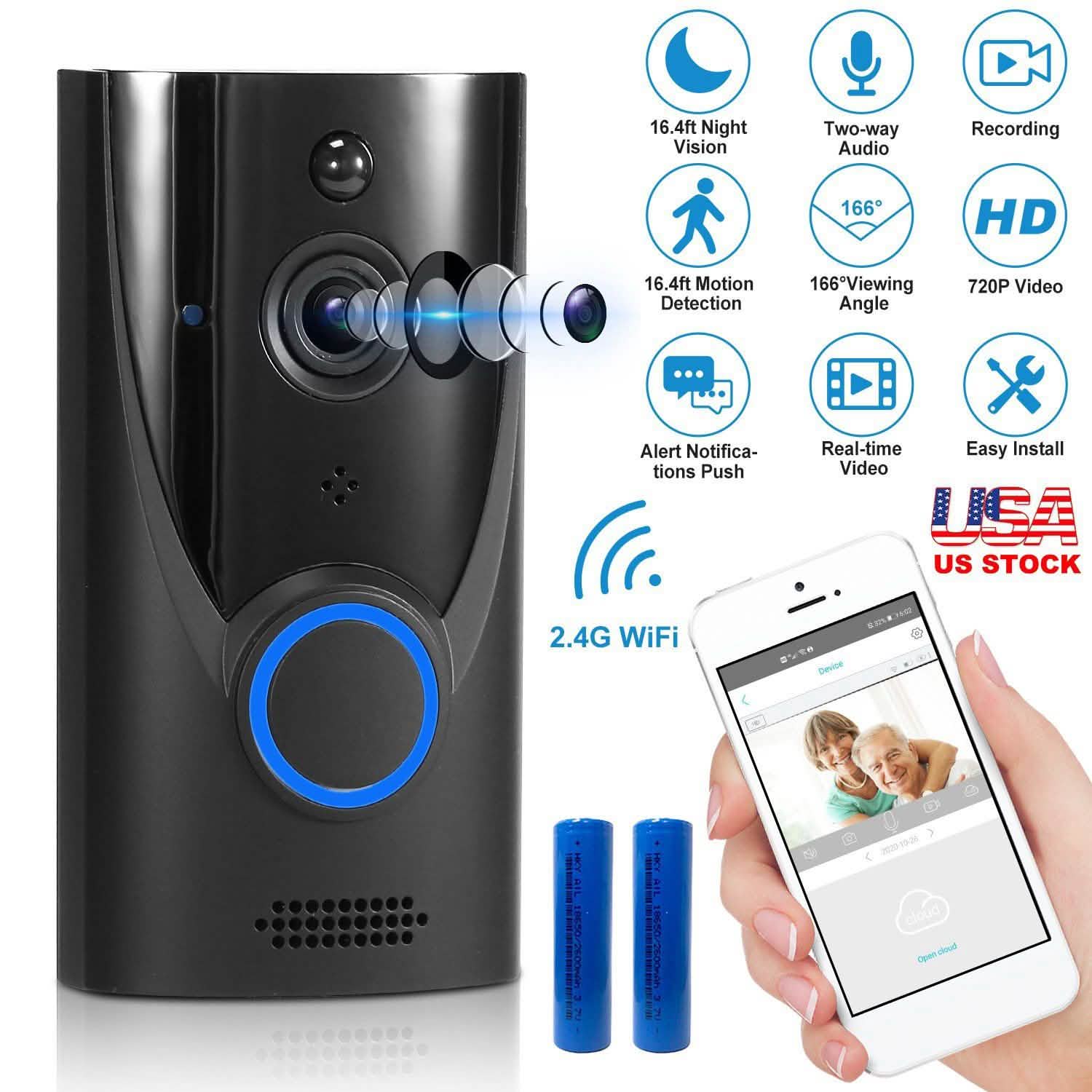 720P HD WiFi Video Doorbell Smart Home & Security - Tophatter Daily Deals