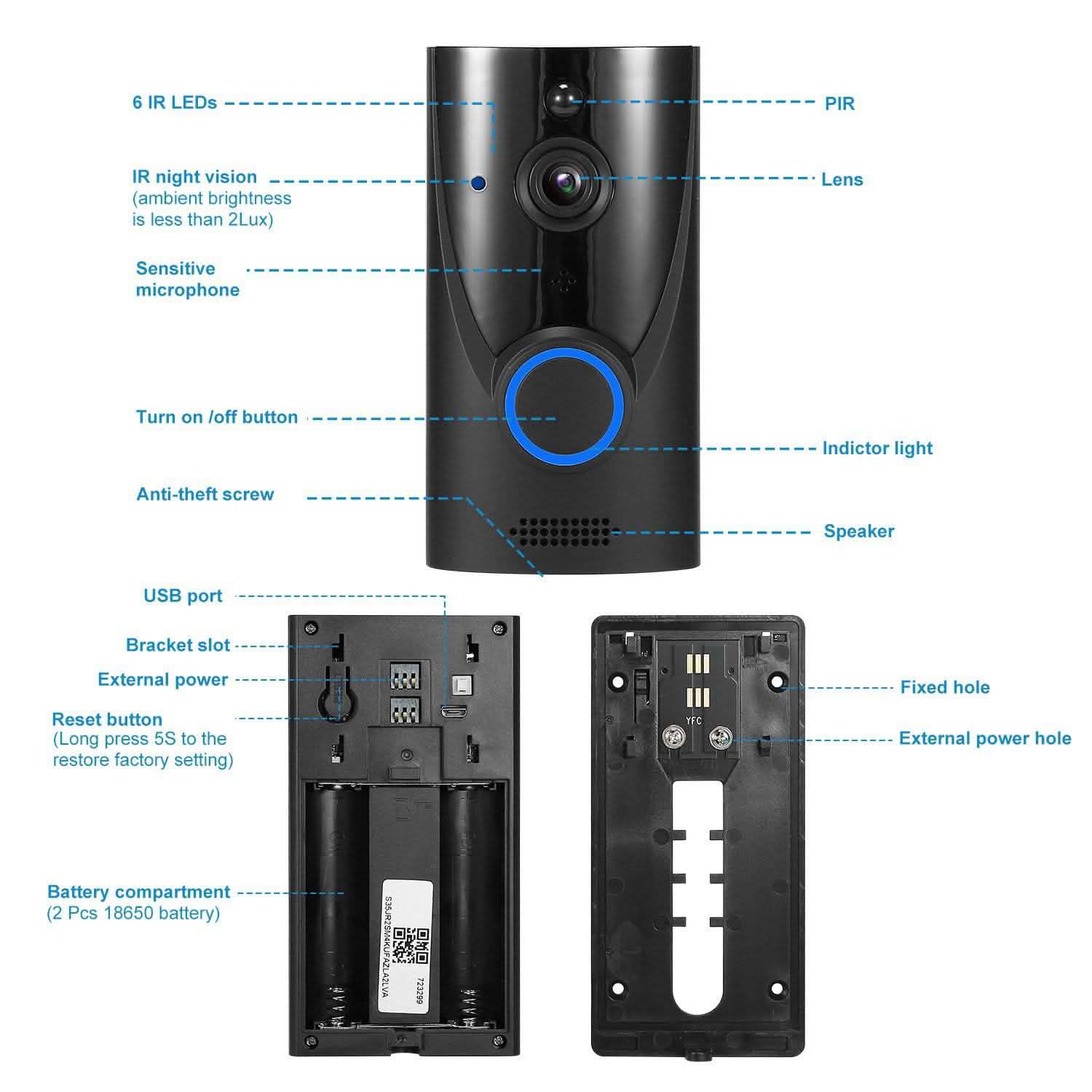 720P HD WiFi Video Doorbell Smart Home & Security - Tophatter Daily Deals