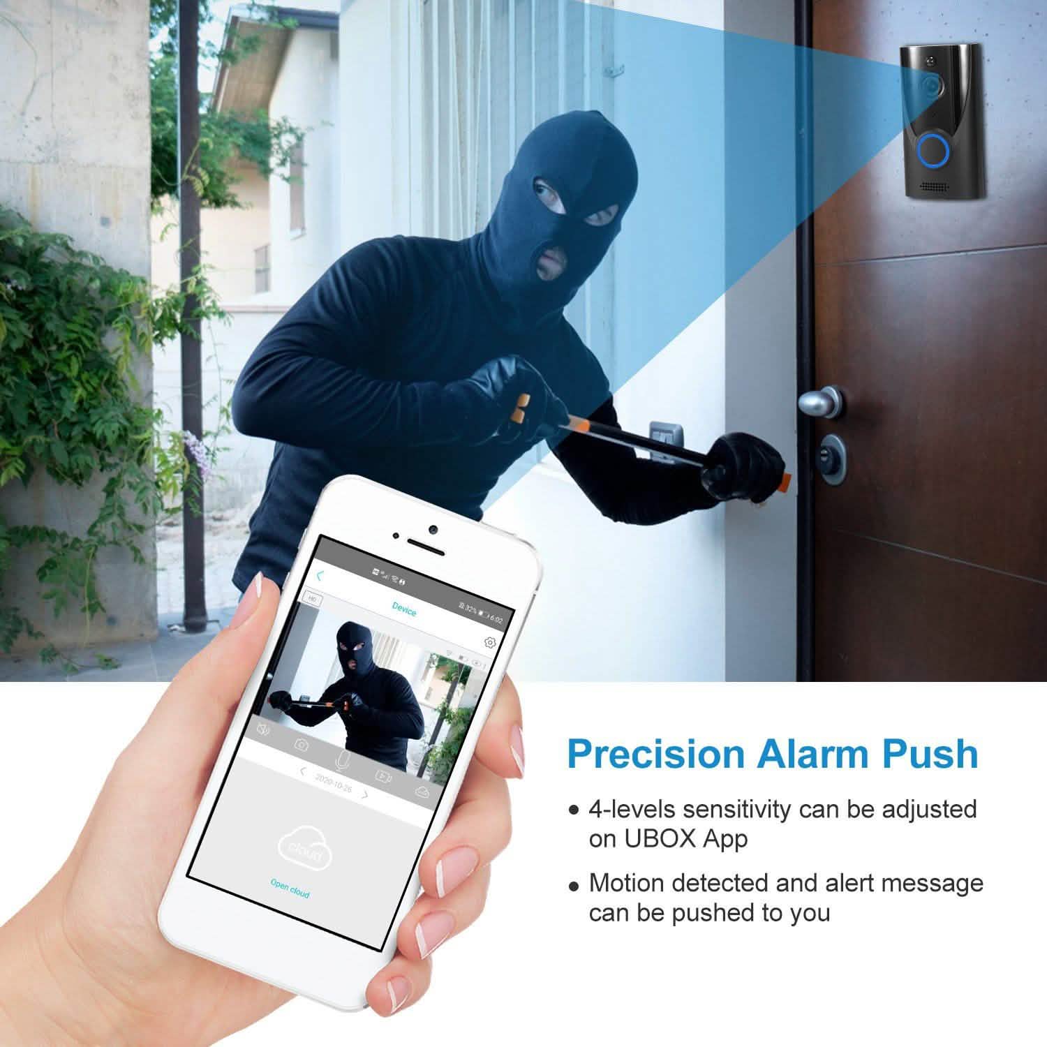 720P HD WiFi Video Doorbell Smart Home & Security - Tophatter Daily Deals