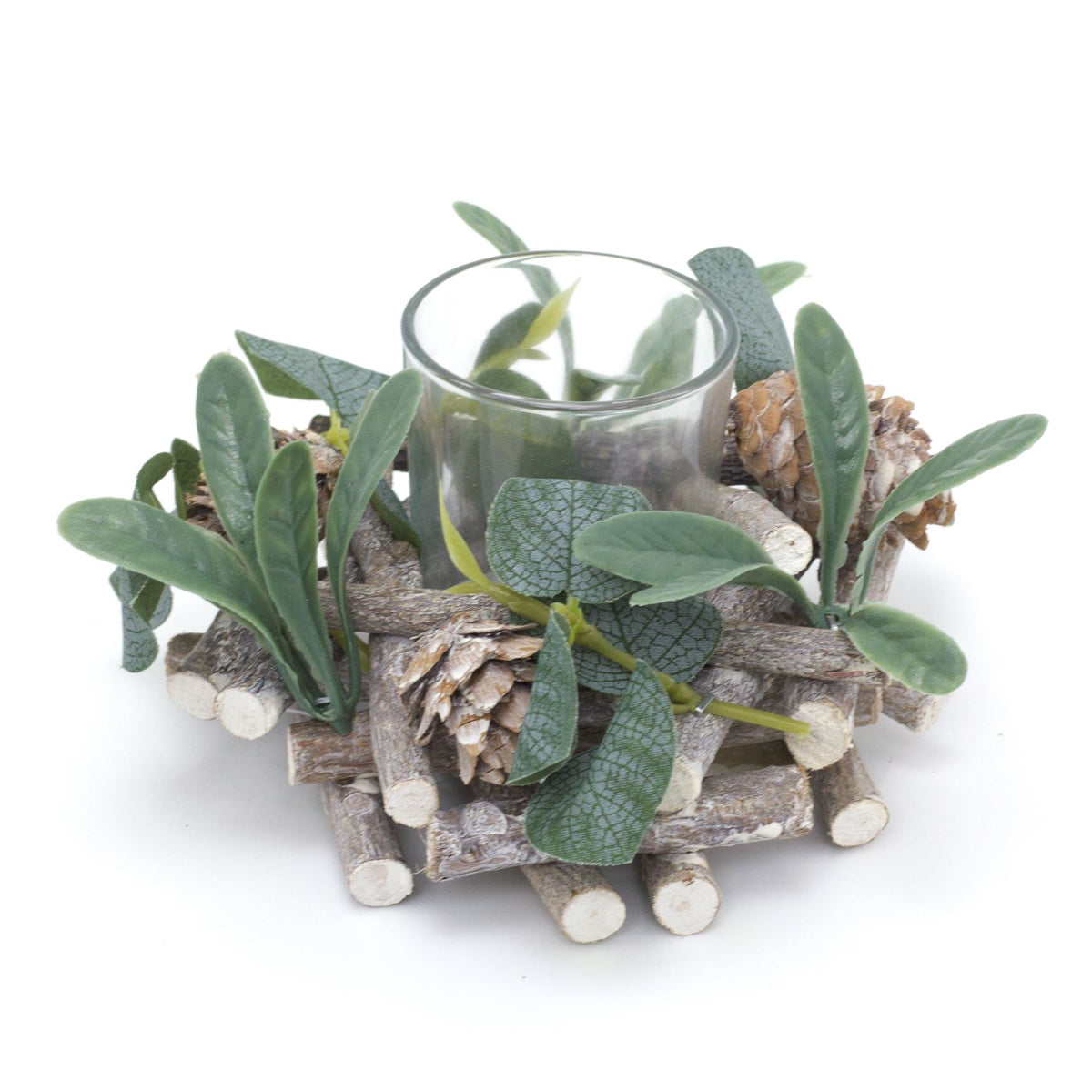 13cm Alpine Sage Christmas Tealight Candle Holder | Christmas Wreath Tea Light Holder | Christmas Candle Centerpiece Candle Holder - Tophatter Daily Deals