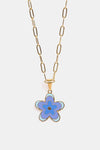 Flower Pendant Stainless Steel Necklace Pastel Blue One Size Necklaces - Tophatter Daily Deals