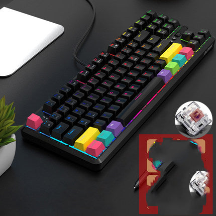 Blackmail k870t wireless Bluetooth wired dual mode mechanical keyboard 87 key RGB office game mobile phone tablet 1C 0 - Tophatter Daily Deals