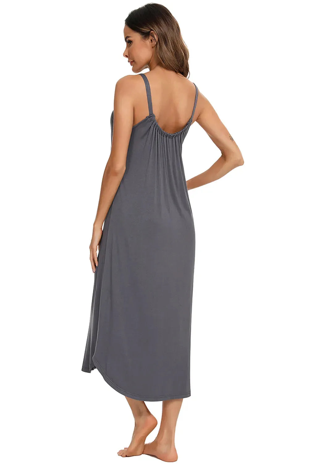 V-Neck Midi Lounge Dress Sleep Dresses - Tophatter Daily Deals