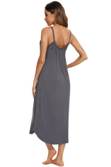 V-Neck Midi Lounge Dress Sleep Dresses - Tophatter Daily Deals